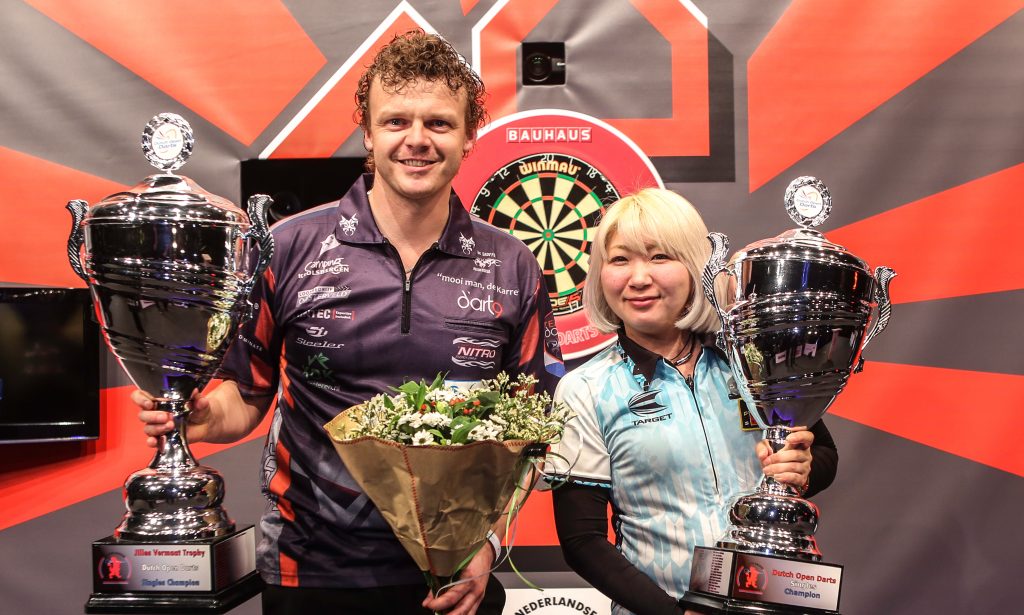 Dutch Open Darts 2019 Champions Richard Veenstra Netherlands and Mikuru Suzuki Japan