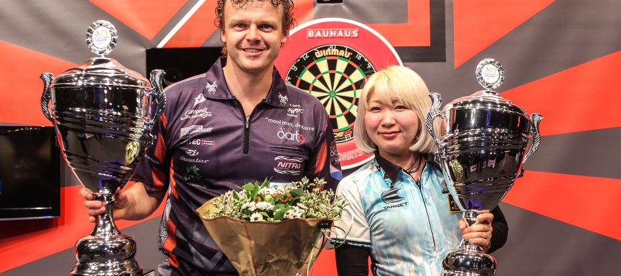 Dutch Open Darts 2019 Champions Richard Veenstra Netherlands and Mikuru Suzuki Japan