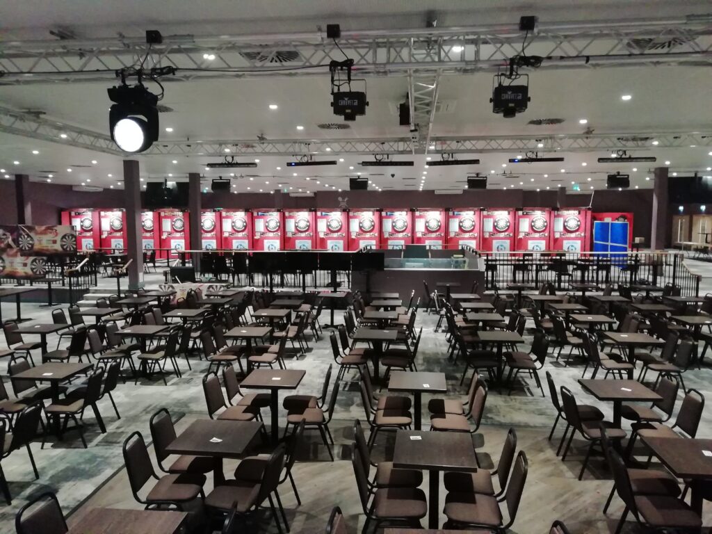 Picture of empty venue and boards Selsey